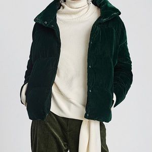 Zara Emerald Green Velvet Puffer